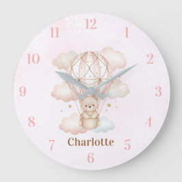 Beary Sweet Hot Air Balloon Baby Nursery Clock Grote Klok