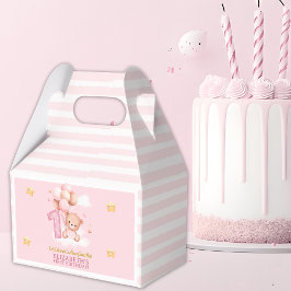 Beary Sweet One Birthday | Pink Boho Bear  Bedankdoosjes