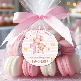 Beary Sweet One Birthday Stickers | Pink Boho Bear