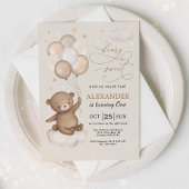 Beary Sweet Teddy Bear & Balloons 1e verjaardag Kaart