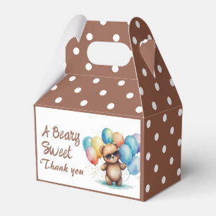 Beary Sweet Teddy beer draagt een bril en ballon Bedankdoosjes