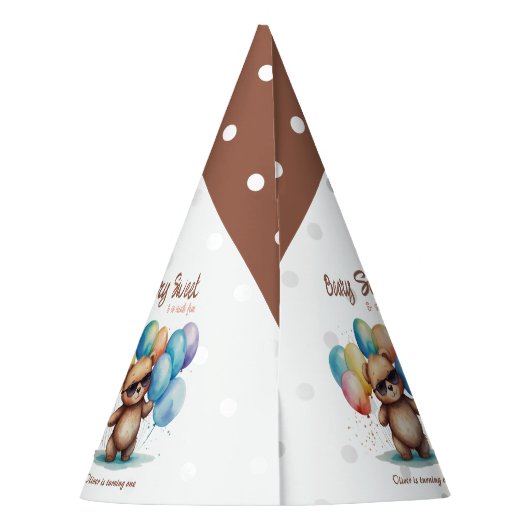 Beary Sweet Teddy beer draagt een bril en ballon Feesthoedjes (Achterkant)