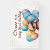 Beary Sweet Teddy met een bril en ballon Spandoek (Verticaal)