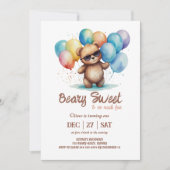 Beary Sweet Teddy met een bril en ballonnen Kaart (Voorkant)