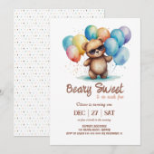 Beary Sweet Teddy met een bril en ballonnen Kaart (Voorkant / Achterkant)