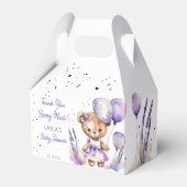 Beary teddybeer paarse baby shower dank u bedankdoosjes (Voorkant Zijde)