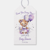 Beary teddybeer paarse baby shower dank u favo cadeaulabel (Voorkant)