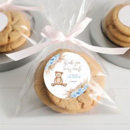 Beary Veel Pampas Gras Baby Shower Bedankt Ronde Sticker