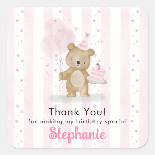 Beary Verjaardag Vierkante Sticker