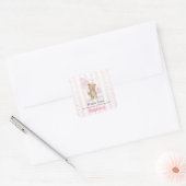 Beary Verjaardag Vierkante Sticker (Envelop)