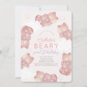 Beary Wacht Roze Gummy Beer Meisje 1e Verjaardag Kaart (Voorkant)