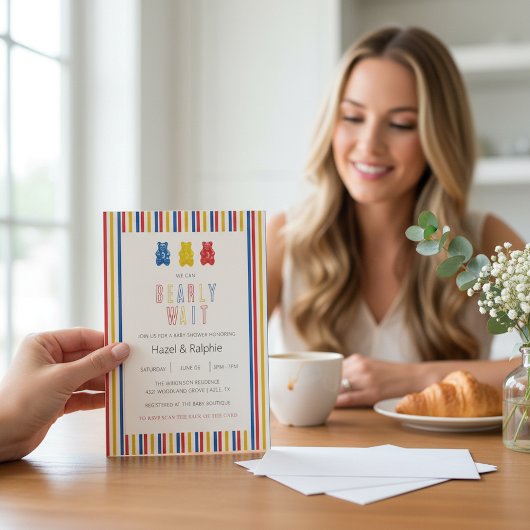 Beary Wait Gummy Bears Baby Shower Invitation Kaart