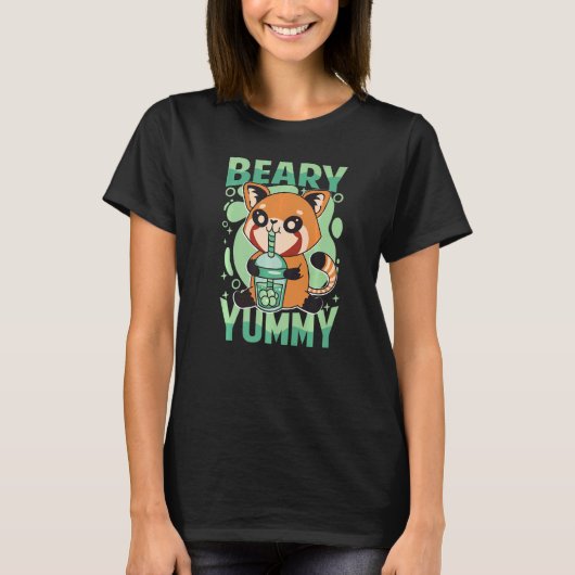 Beary Yummy Cute Red Panda Milk Tea 1 T-shirt (Voorkant)