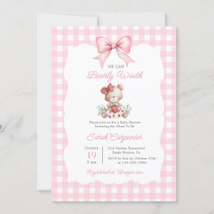 Beary Zoete Aardbei Baby Shower Meisje Kaart