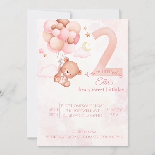 beary zoete Roze boho regenboog waterverf Kaart (Voorkant)