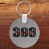 beast 396 groot blok geborsteld staal sleutelhanger (Voorkant)