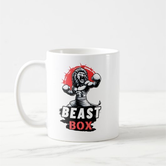 Beast Box - Kick Boxing Lion Design Koffiemok (Links)