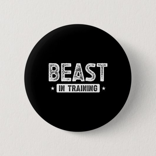 Beast in training bodybuilding ronde button 5,7 cm (Voorkant)