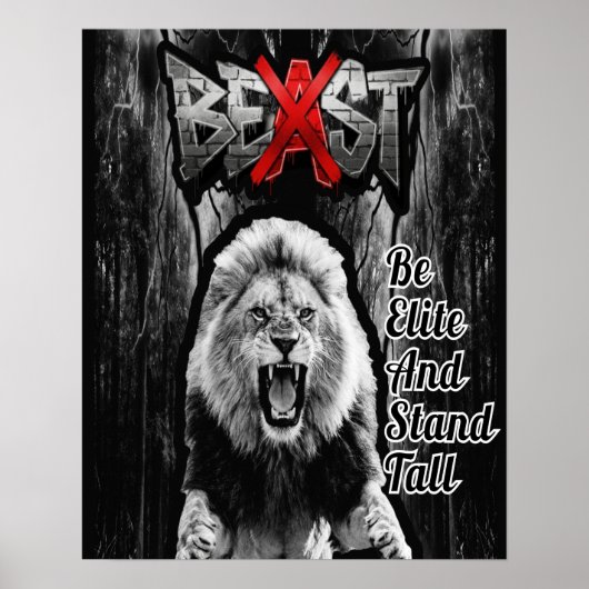 BEAST Leeuw Print, Waarde Poster Papier (Halfglans (Voorkant)