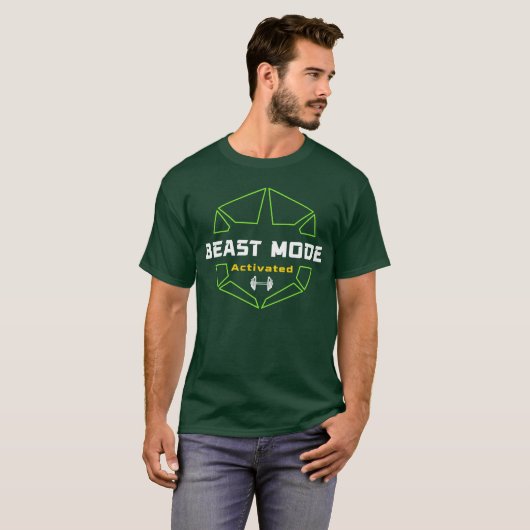 Beast Mode Geactiveerd – Fitnessstudio, Motivatie, T-shirt (Voorkant volledig)