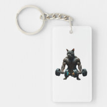 Beast Mode Gym Cat Keychain – Muscular Fitness Key