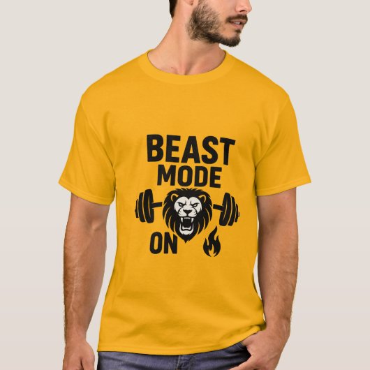 Beast Mode On – Fierce Lion Gym Motivation T-Shir T-shirt (Voorkant)