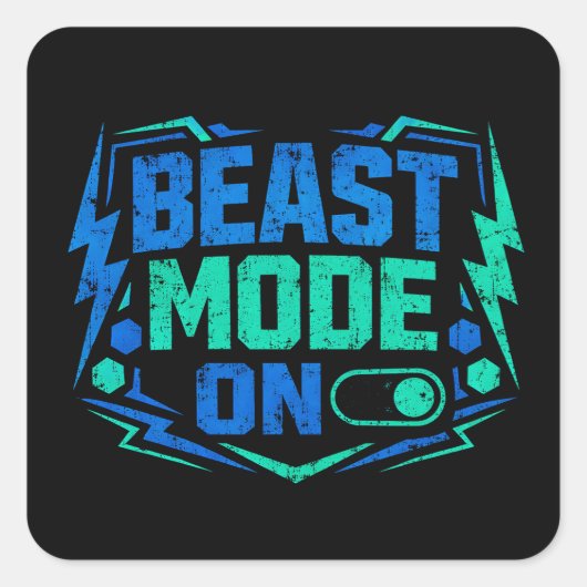 Beast Mode ON – Gym Activation Power Vierkante Sticker (Voorkant)