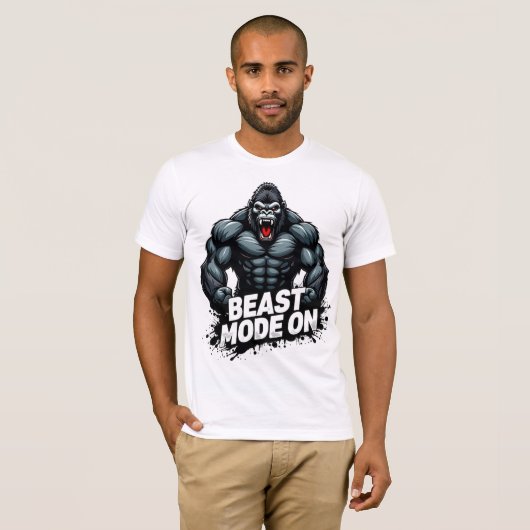 Beast Mode On – Power Unleashed Gym Tee T-shirt (Voorkant volledig)