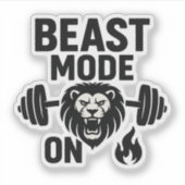 Beast Mode On – Roaring Lion Motivatie Gym Sticker (Voorkant)