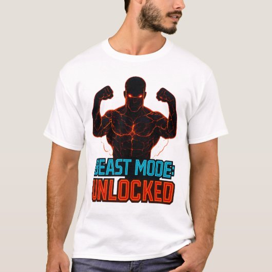 Beast Mode Unlocked Power Gym Motivatie Tshirt (Voorkant)