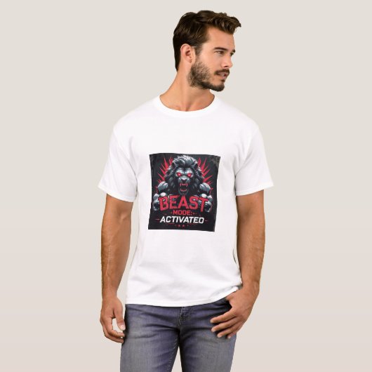 Beast-modus geactiveerd | Hardcore Gym Motivatie T-shirt (Voorkant volledig)
