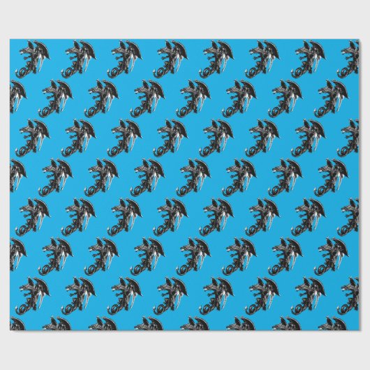 Beast of The Night Dragon Wrapping Papier Blauw (Vlak)