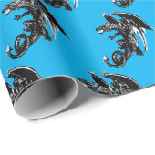 Beast of The Night Dragon Wrapping Papier Blauw (Rol Hoek)