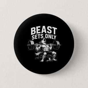 Beast Sets Only Wolf Gym Workout Fitness Bodybuild Ronde Button 5,7 Cm