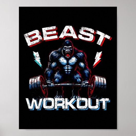Beast Silverback Deadlift Gym Jokes Gorilla Workou Poster (Voorkant)