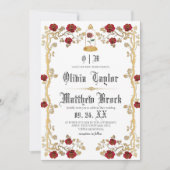 Beast & the Beauty Gouden Rood Sprookjeshuwelijk Kaart (Voorkant)