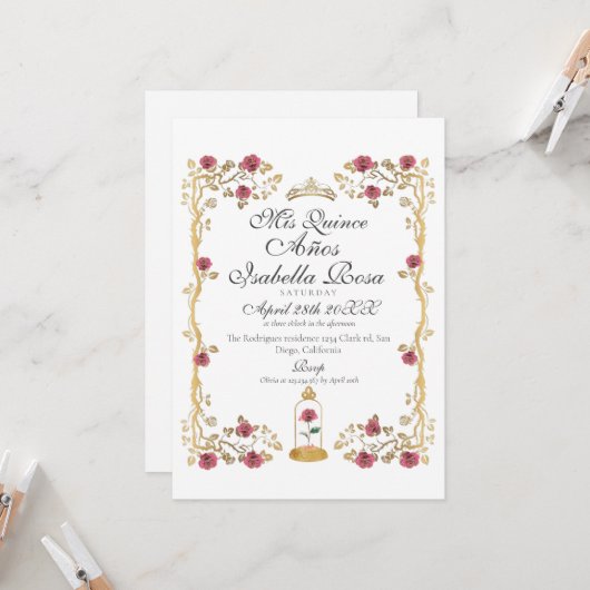 Beast & the Beauty Mis Quince Años Kaart (Voorkant / Achterkant in situ)