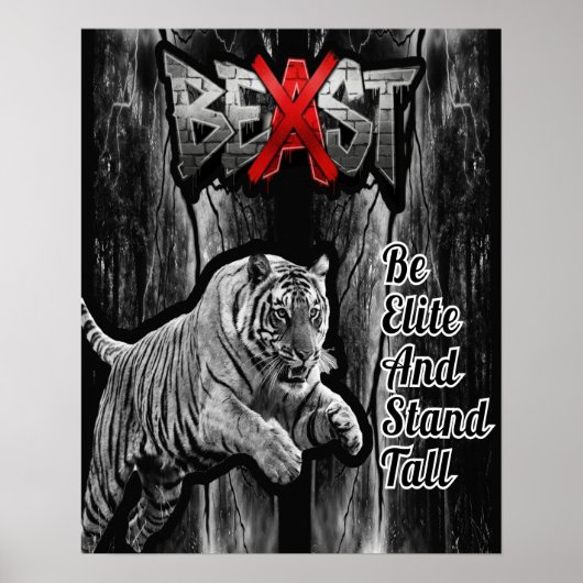 BEAST Tijgerprint, Waarde Poster Papier (Halfglans (Voorkant)