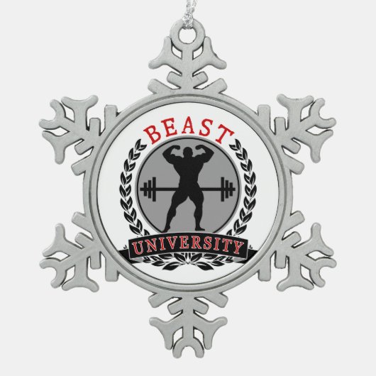 Beast Univ Bodybuilding Pewter Snowflake Ornament (Voorkant)
