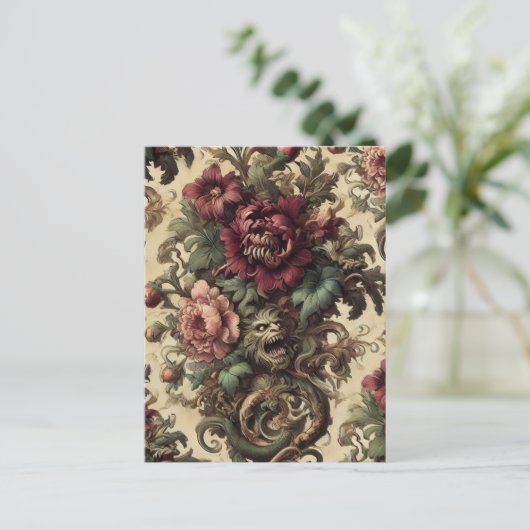 Beastly Bouquet – Gotisch Victoriaans Feestdagenkaart (Staand voorkant)