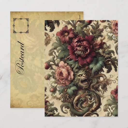 Beastly Bouquet – Gotisch Victoriaans Feestdagenkaart (Voorkant / Achterkant)