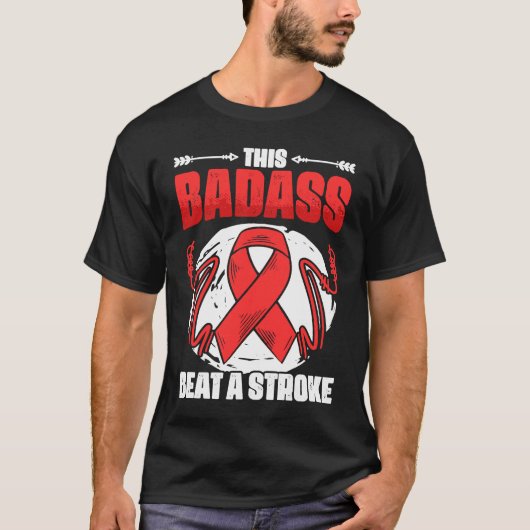 Beat A Stroke Survivor Red Ribbon Stroke Awareness T-shirt (Voorkant)