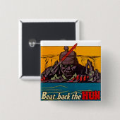 Beat Back the Hun Hun Vierkante Button 5,1 Cm (Voorkant /achterkant)