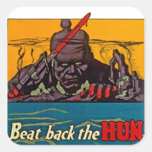 Beat Back the Hun Hun Vierkante Sticker
