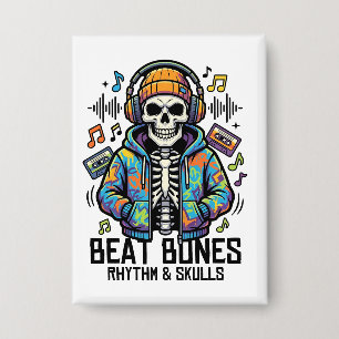 Beat Bones Ritme & Schedels Koele Muziekskelet Button