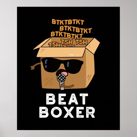 Beat Boxer Funny Beatboxer Box Pun Dark BG Poster (Voorkant)