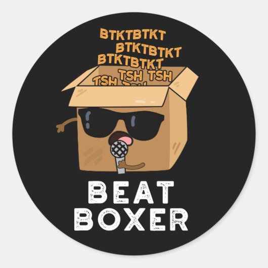 Beat Boxer Funny Beatboxer Box Pun Dark BG Ronde Sticker (Voorkant)