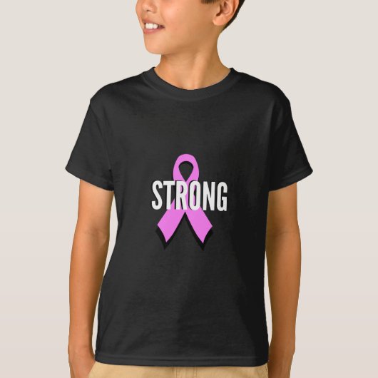 Beat Cancer - Sterke borstkanker roze lint T-shirt (Voorkant)