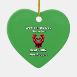 Beat helpt niet mensen. Wereld Aids Dag. Keramisch Ornament
