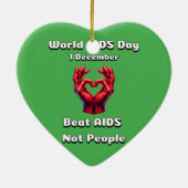 Beat helpt niet mensen. Wereld Aids Dag. Keramisch Ornament (Achterkant)